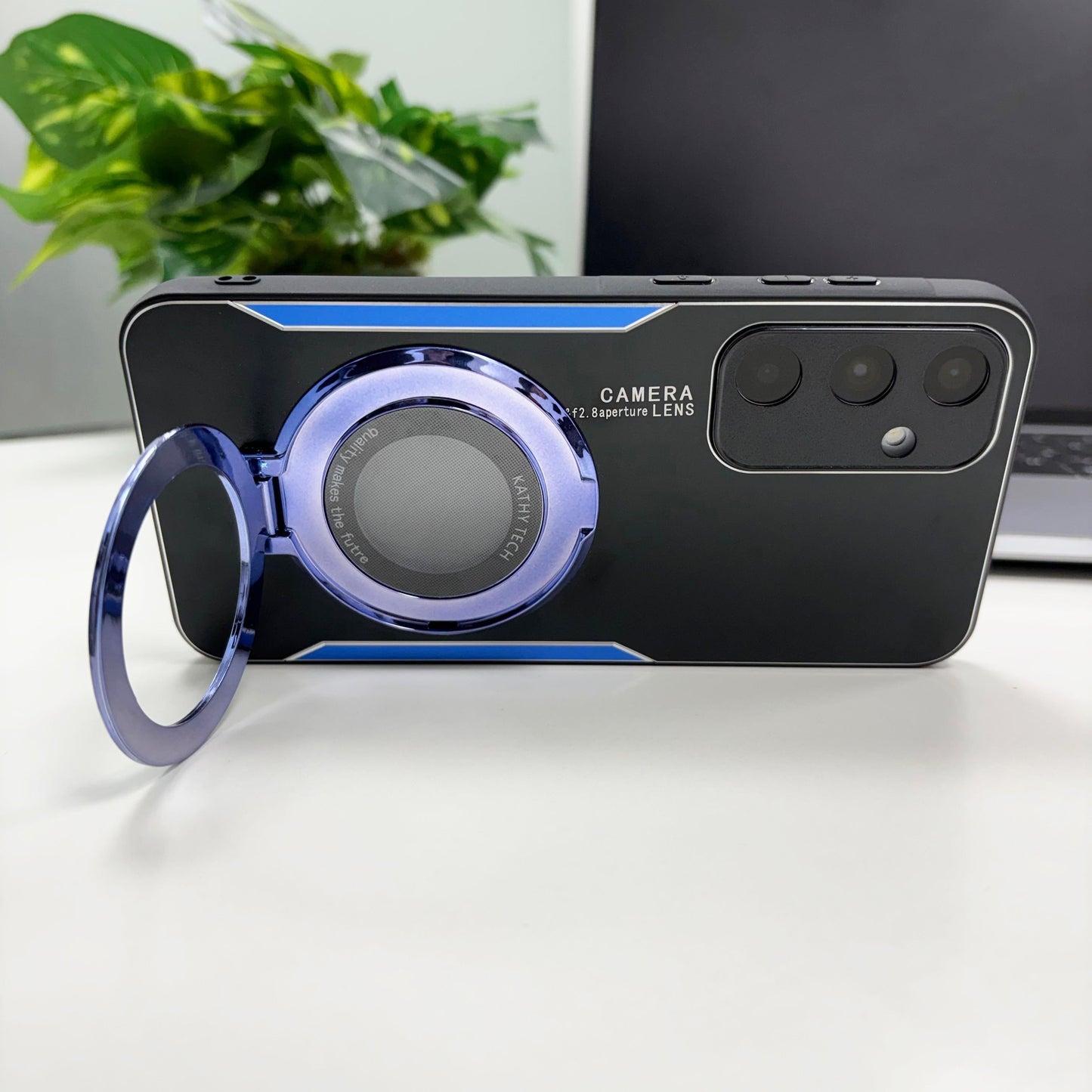 Samsung Galaxy S24 FE 5G Original Luxury Aluminium Metal Magnifier Ring Stand Case