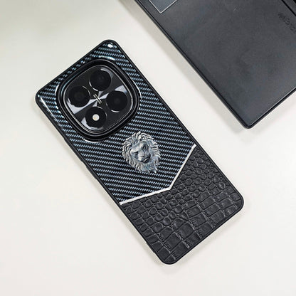 Redmi Note 14 Pro+ 5G Luxury Lion Pattern Leather And Liquid Silicone Case