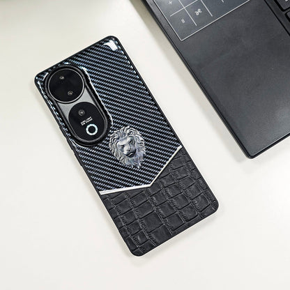 Vivo V40 Pro 5G Luxury Lion Pattern Leather And Liquid Silicone Case