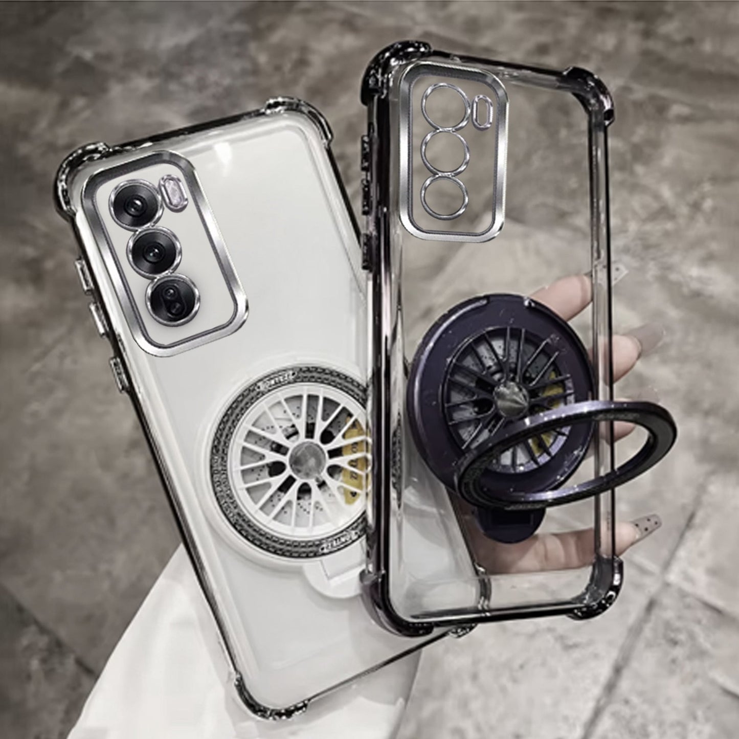 Oppo Reno 12 Pro 5G Premium Stress Buster Wheel Rotating Shockproof Airbags Case