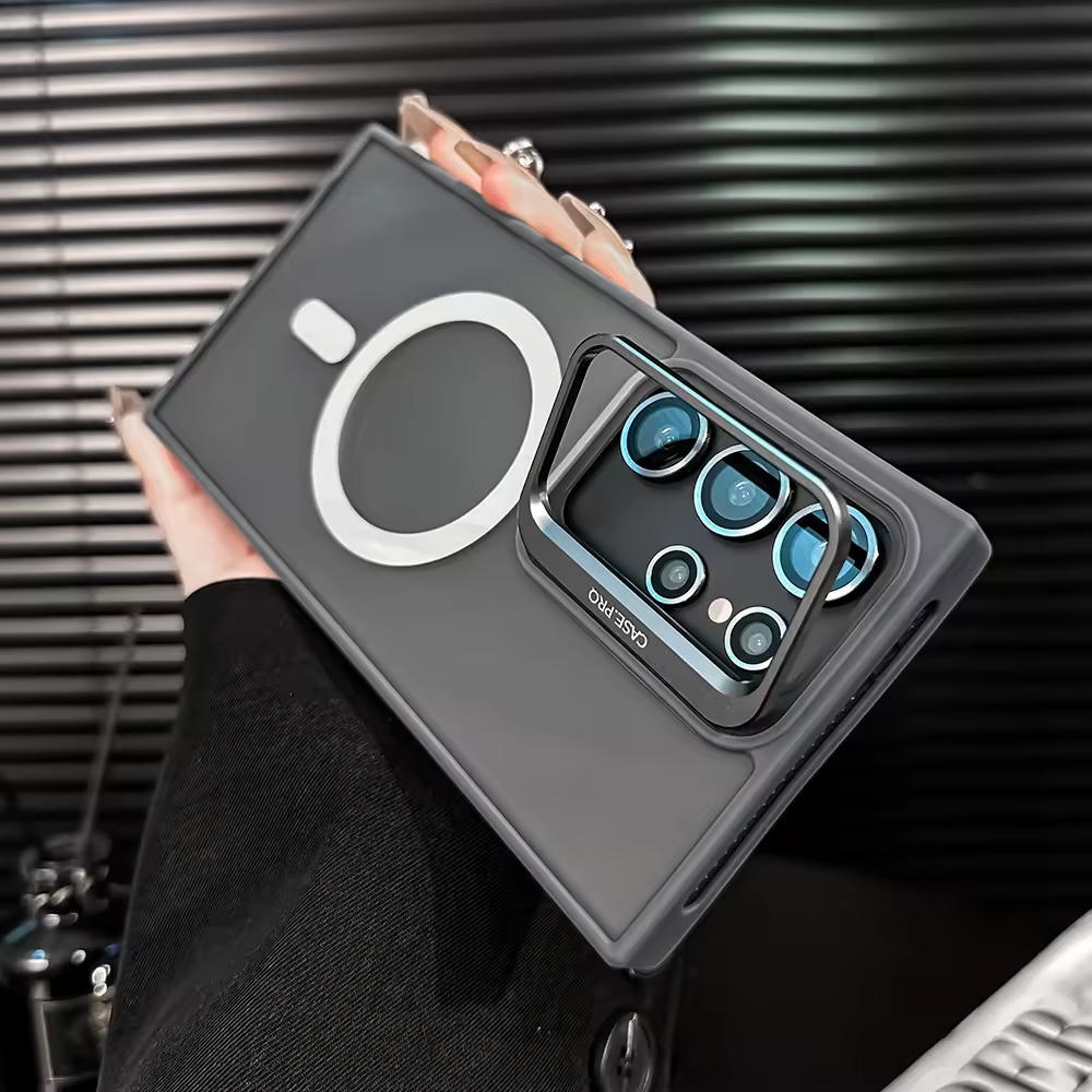 Samsung Galaxy S23 Ultra/S24 Ultra 5G New Frosted Matte Magnetic Metal Kickstand Shockproof Phone Case Cover