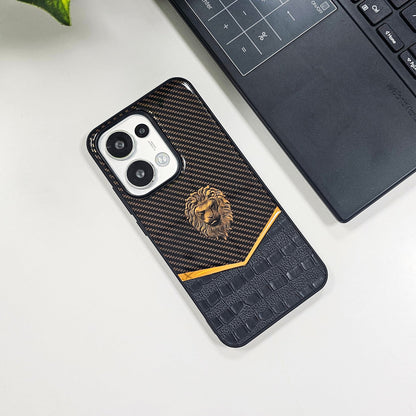 Oppo Reno13 5G Luxury Lion Pattern Leather And Liquid Silicone Case