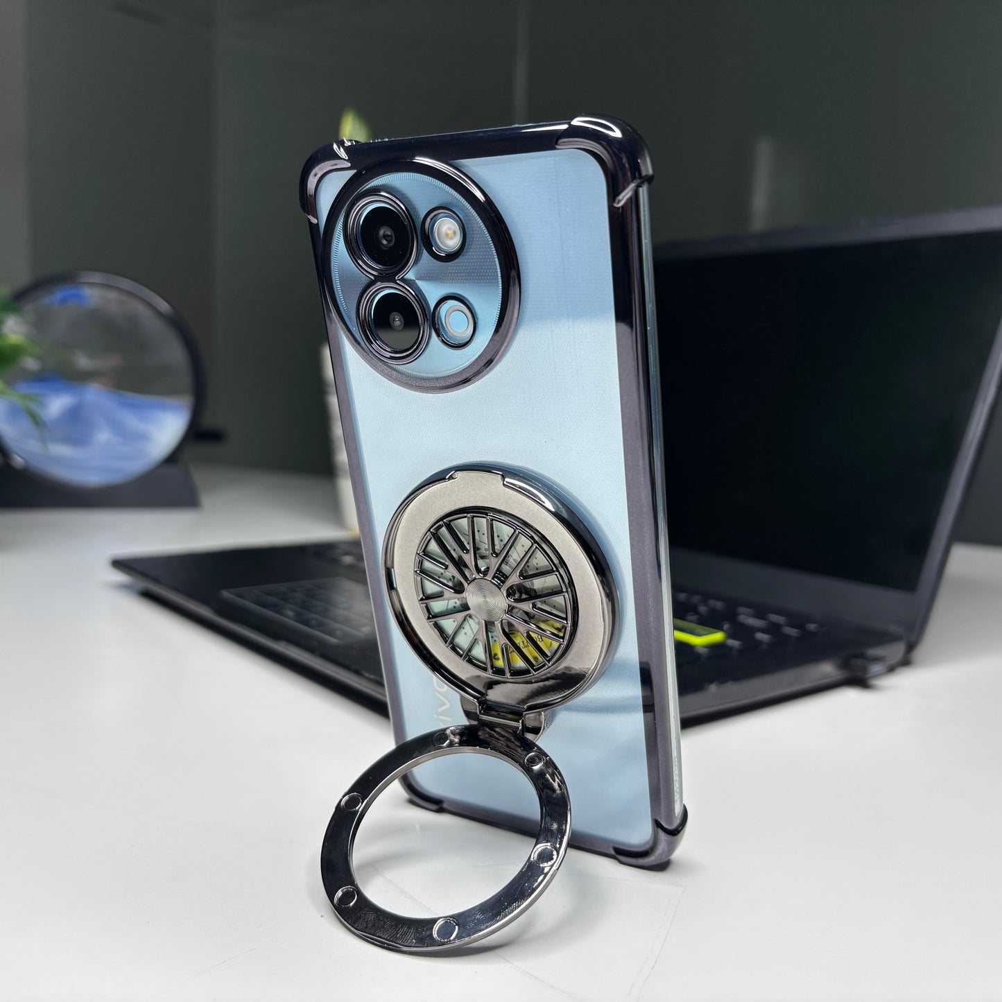 Vivo Y58 5G Premium Stress Buster Wheel Rotating Shockproof Airbags Case